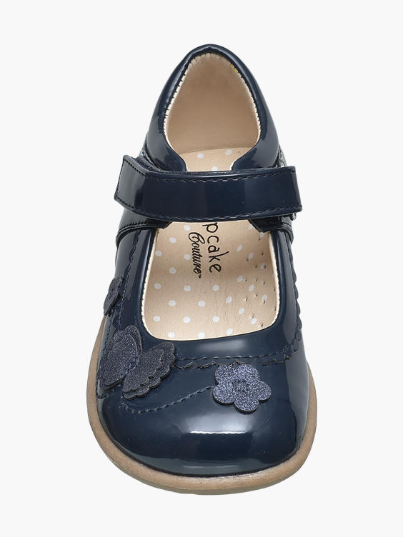 Toddler Girl Navy Butterfly Trim Bar Shoes