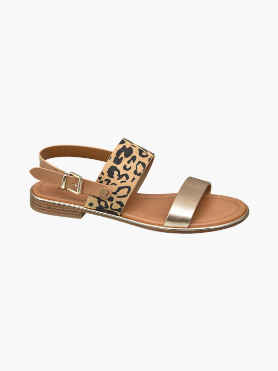 Leopard Print Metal Detail Sandals