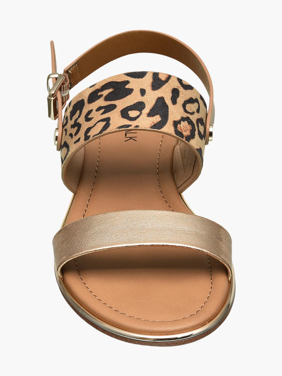 Leopard Print Metal Detail Sandals