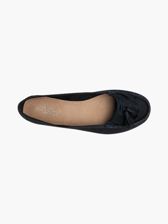 Ladies Navy Leather Tassel loafers