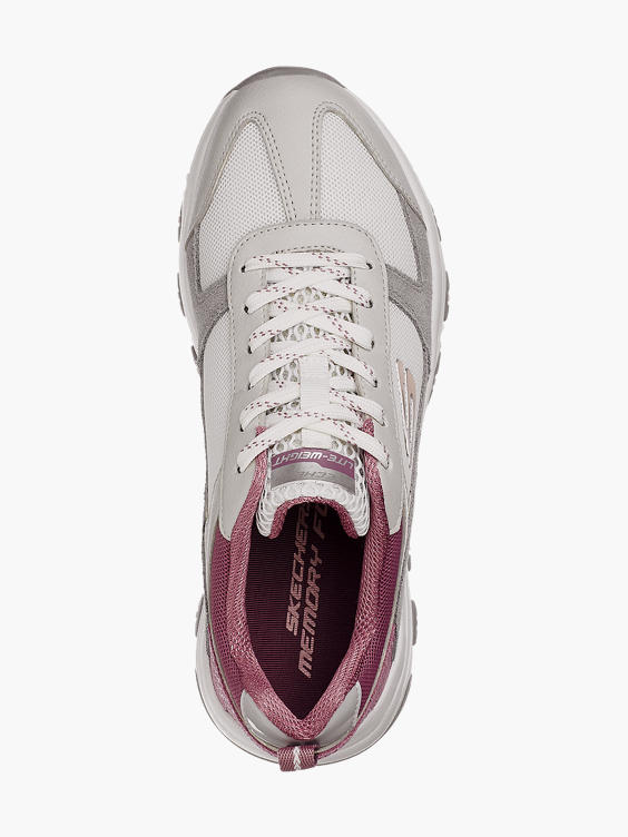 Ladies Skechers Grey/Pink Lace-up Trainers