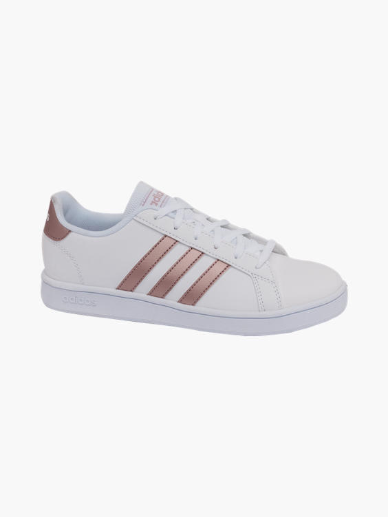 Teen Girls Adidas Grand Court White/ Metallic Lace-up Trainers