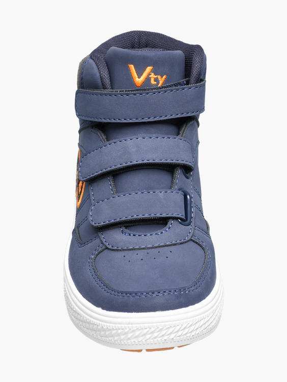 Junior Boys VTY Blue Hi-Top Touch Strap Trainers