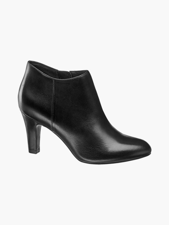 Black Leather Heeled Ankle Boots