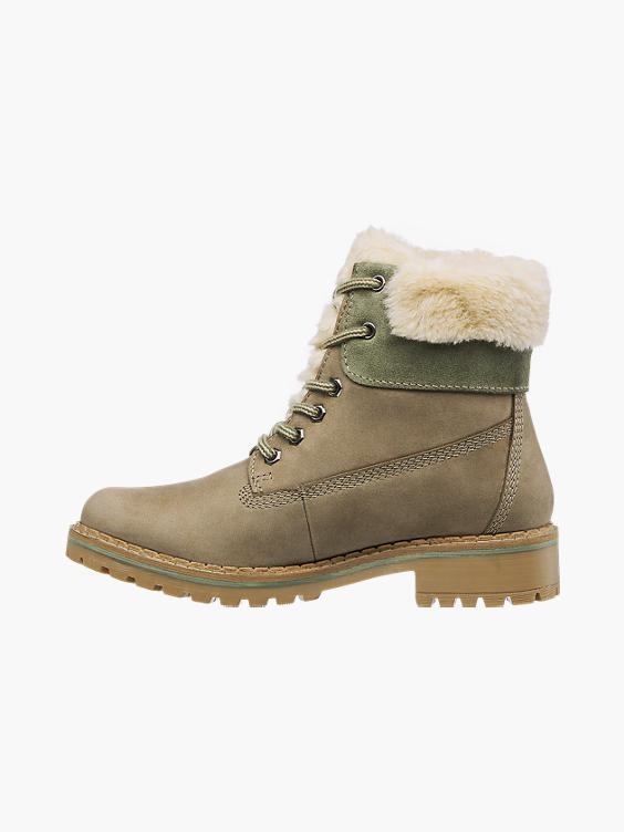 (Landrover) Beige and Khaki Leather Lace Up Boots in Khaki | DEICHMANN