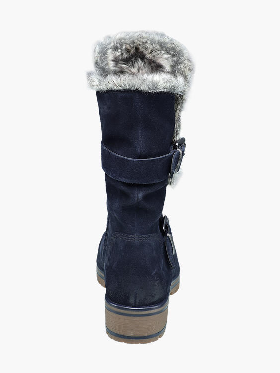Navy Warm Lined Long Leg Boots