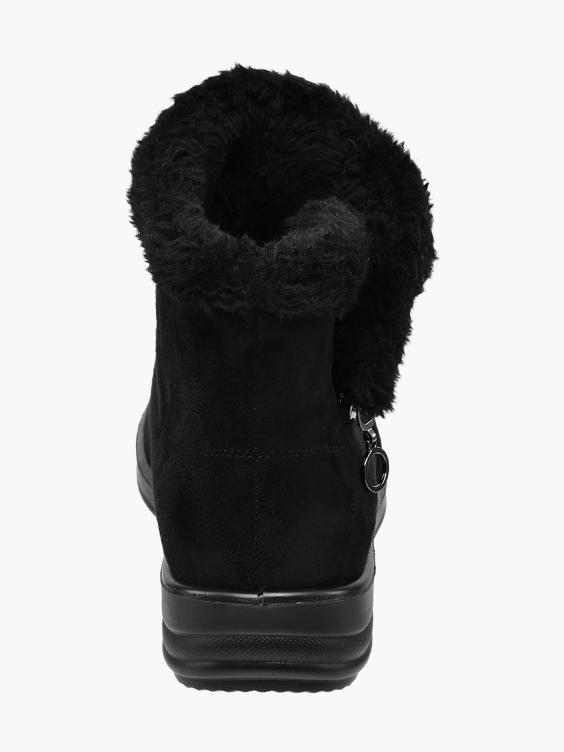 Black Faux Suede Comfort Boots