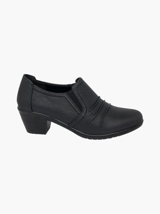 Ladies Black Slip On Heeled Shoe