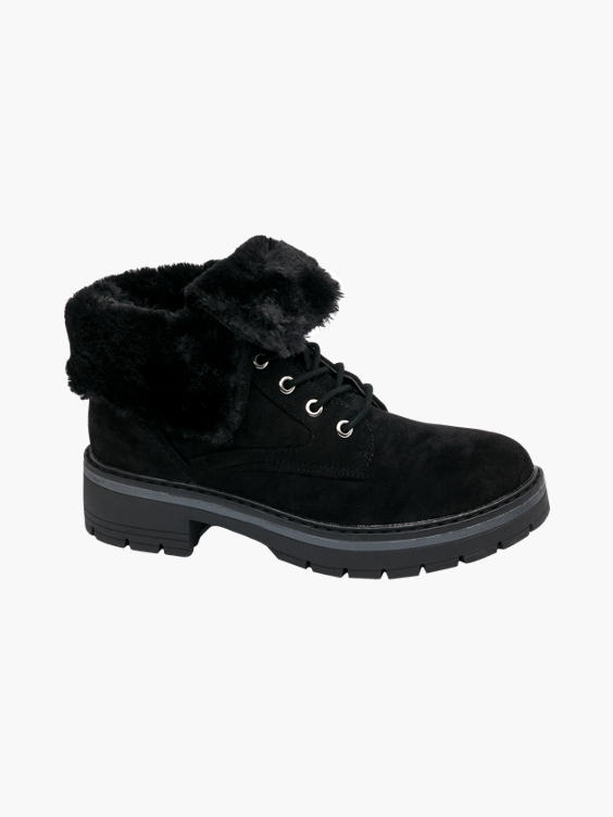 Landrover Black Faux Fur Lined Ankle Boots