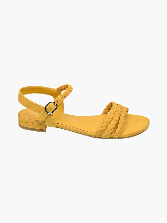 Gele sandaal gevlochten bandjes