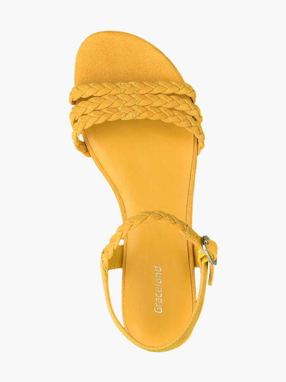 Gele sandaal gevlochten bandjes
