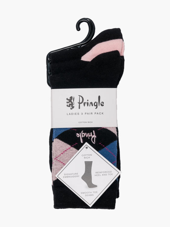 Ladies Pringle Argyle 3pk Socks