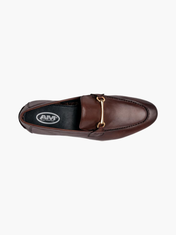 Mens AM Shoe Ortholite Brown Leather Loafer