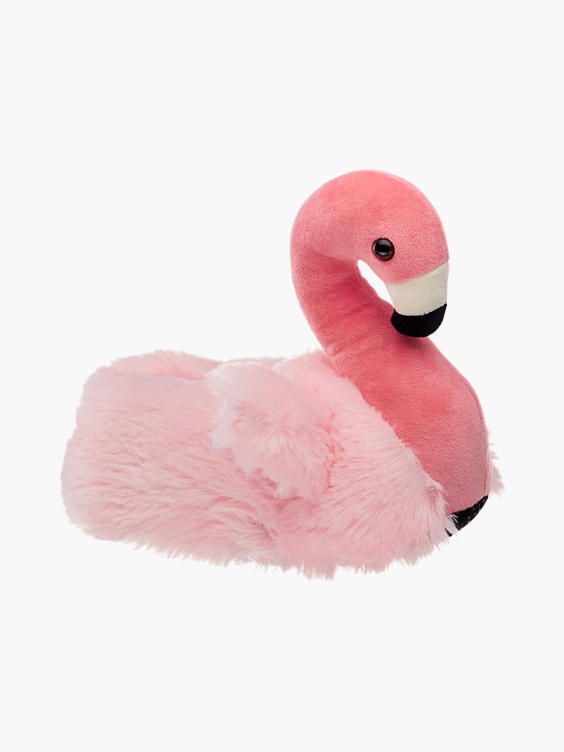 Older Girls Cute Pink Flamingo Soft Fur Novelty Slippers In 3 UK Sizes Ladies 