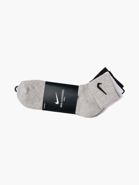 Mens Nike 3pk Black/ Grey/ White Cushion Ankle Socks L