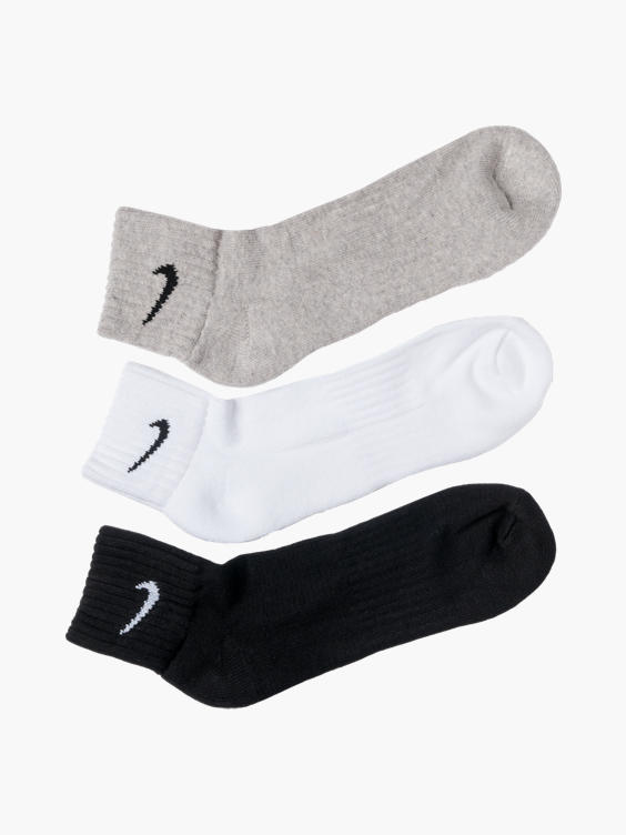 Mens Nike 3pk Black/ Grey/ White Cushion Ankle Socks L