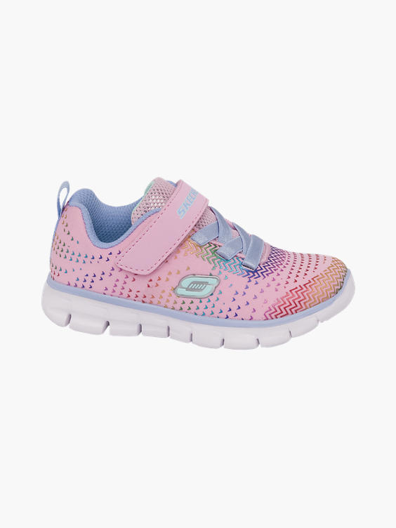 Toddler Girls Skechers Pink Touch Strap Trainers