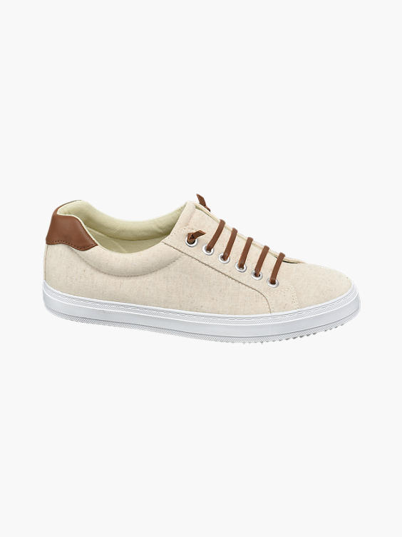 Beige Lace Up Trainers