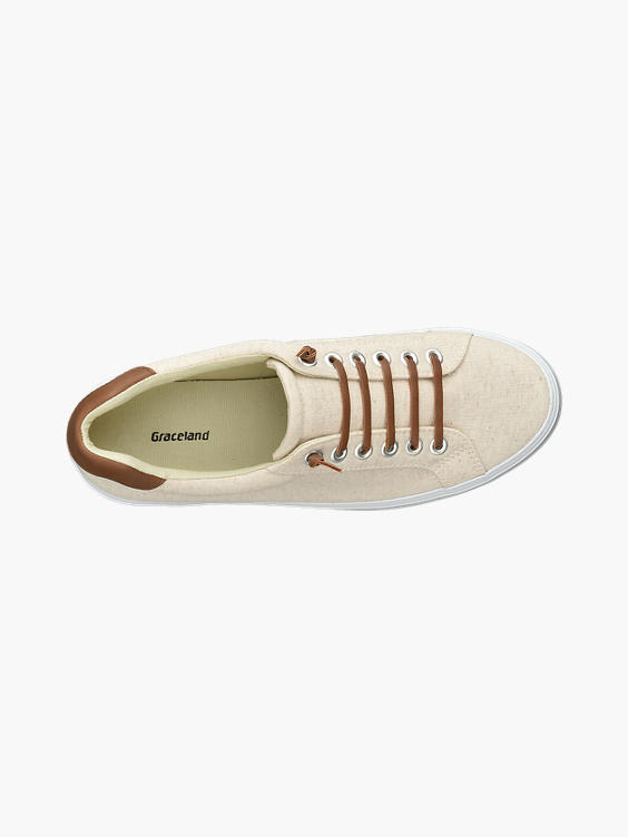 Beige Lace Up Trainers