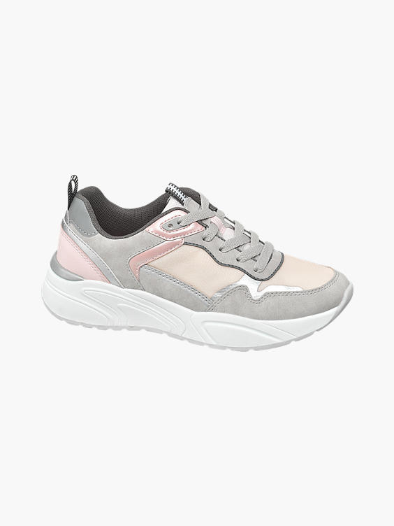 Graceland) Pink and Grey Metallic Chunky Up Trainers Grey DEICHMANN