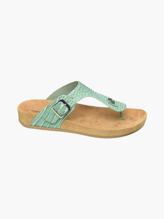 Mint Croc Toe Post Footbed Sandals