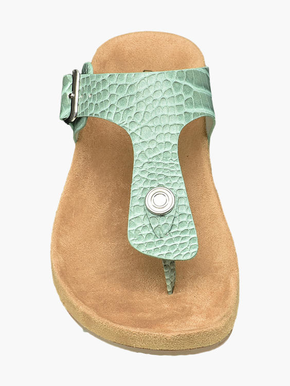 Mint Croc Toe Post Footbed Sandals