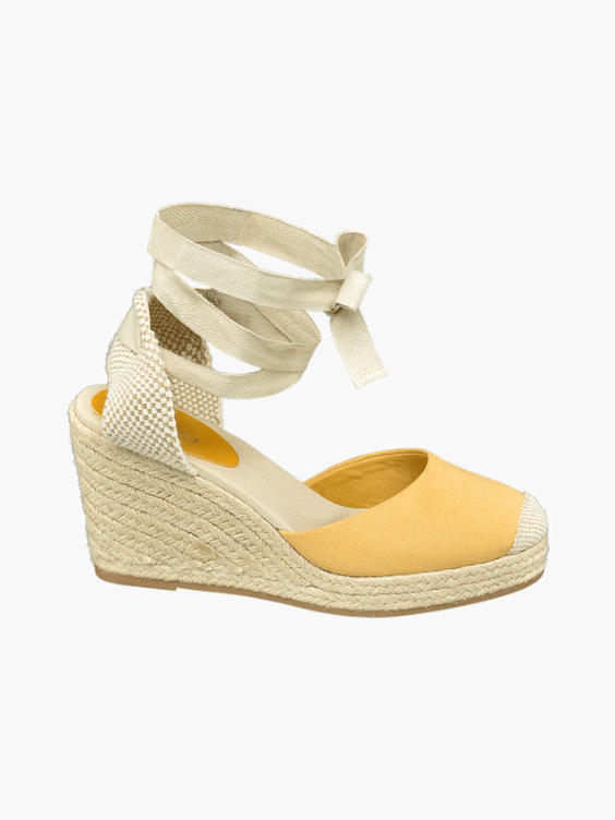 Yellow Espadrille Wedge Sandals