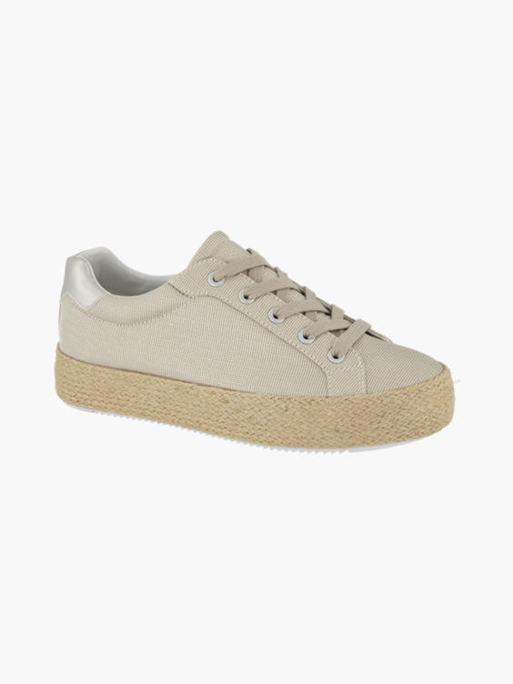 Metallic Beige Lace Up Espadrille Trainers