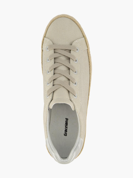 Metallic Beige Lace Up Espadrille Trainers