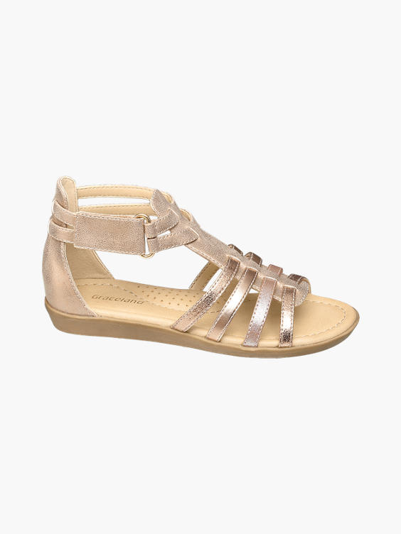 Junior Girls Gold Metallic Gladiator Sandals