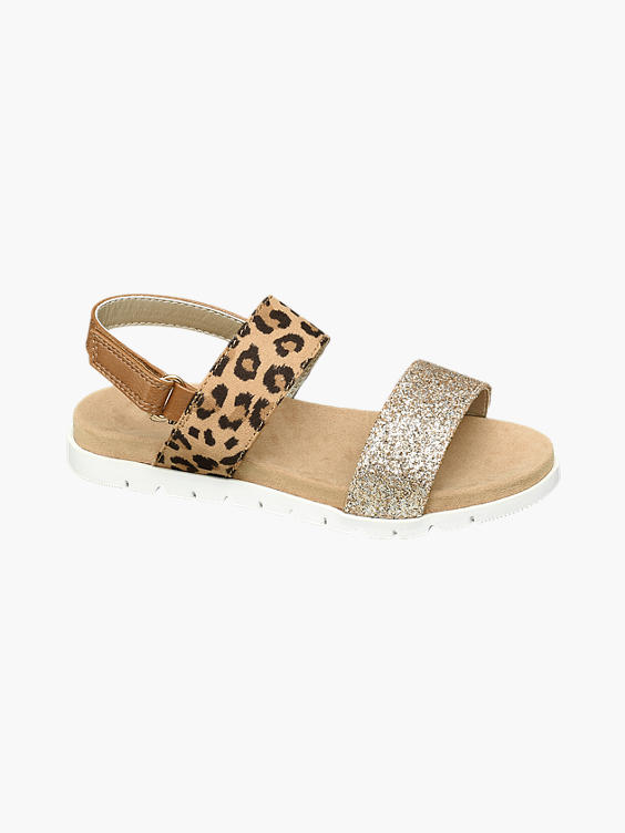 (Cupcake Couture) Toddler Girls Leopard and Glitter Strap Sandals in