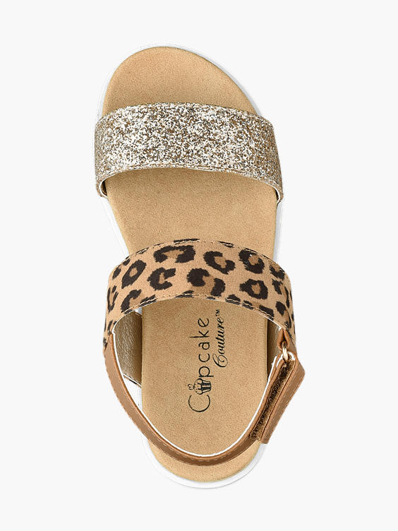 (Cupcake Couture) Toddler Girls Leopard and Glitter Strap Sandals in