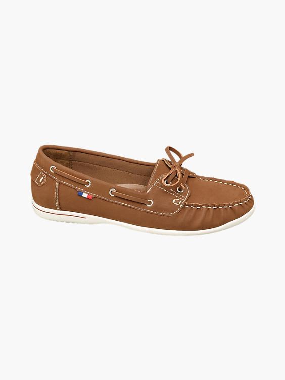 Ladies Brown Slip On Boat Shoes