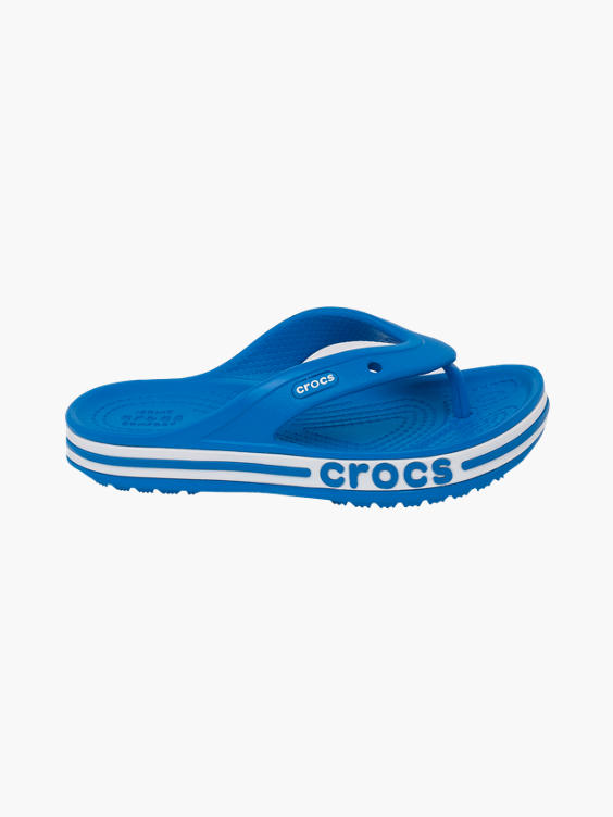 crocs blue flip flops