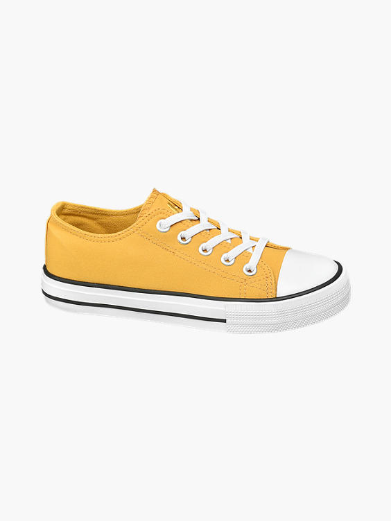 Junior Girls Yellow Elastic Lace Up Trainers