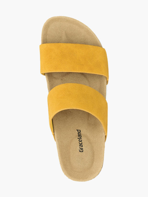 Ladies Graceland Mustard Twin Strap Footbed Sandals