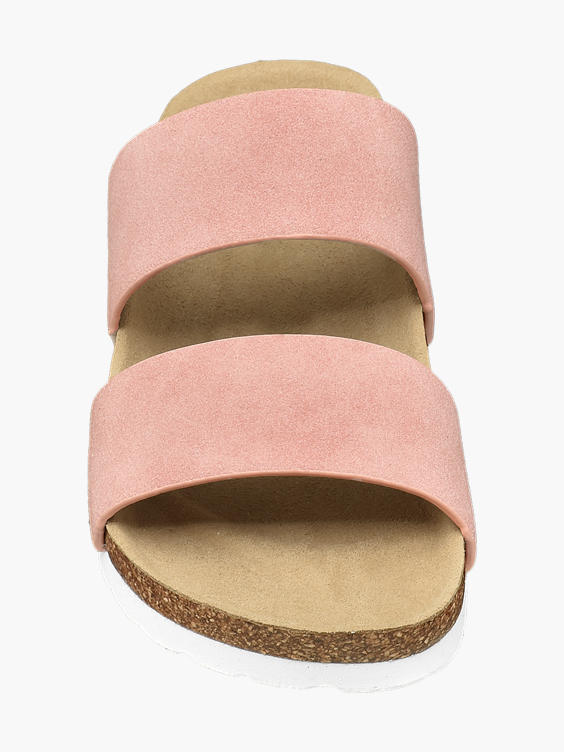 Ladies Graceland Pink Twin Strap Footbed Slide Sandals