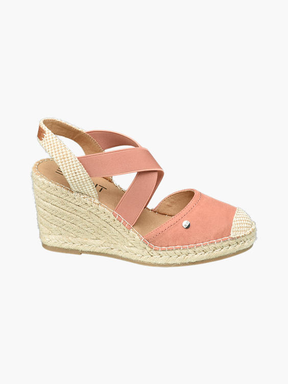 Light Pink Espardille Wedge Sandals