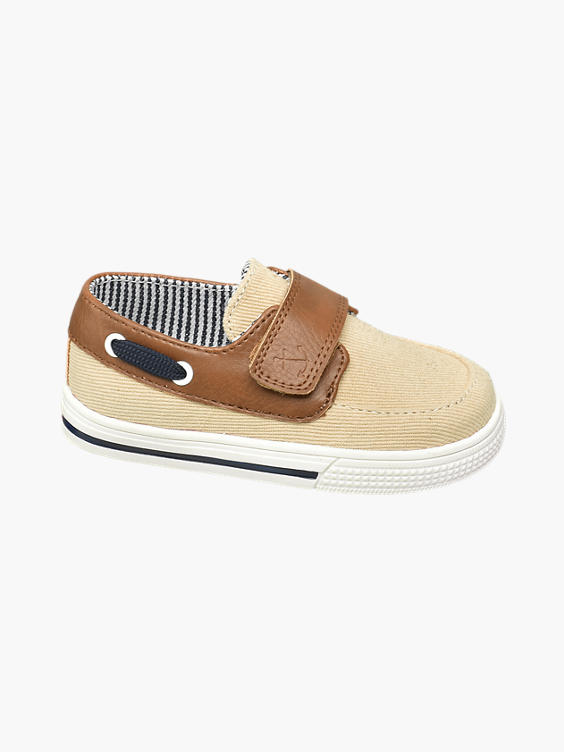 Toddler Boys Cream and Tan Touch Fasten Boat Shoes