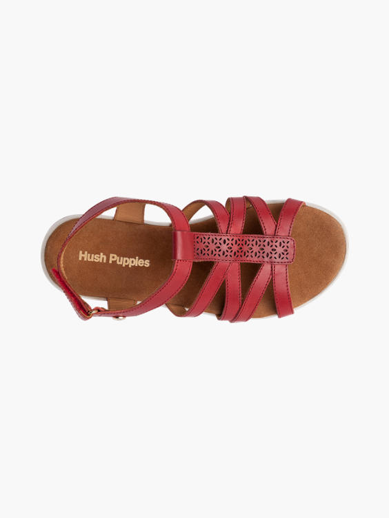 Red Leather Touch Fasten Sandals