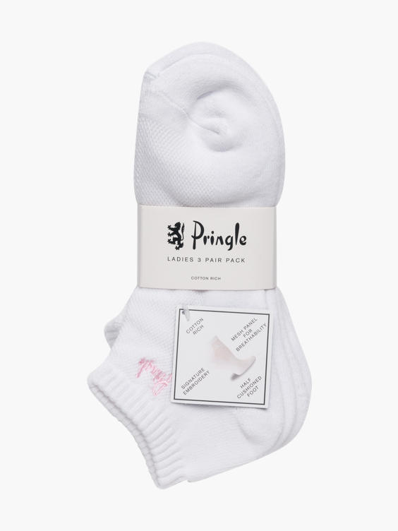 (Pringle) Ladies Pringle 3pk White Socks in White DEICHMANN