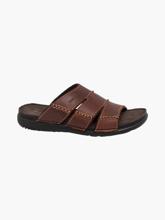 Mens Hush Puppies Brown Leather Mule Sandals