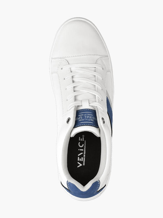 Mens Venice White/ Navy Lace-up Trainers