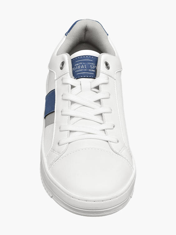 Mens Venice White/ Navy Lace-up Trainers