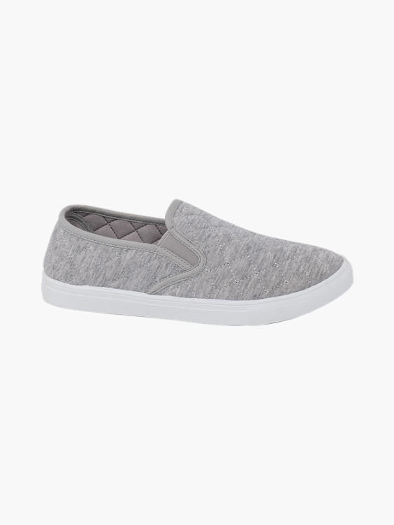 Ladies Blue Fin Grey Slip-On Quilted Shoes