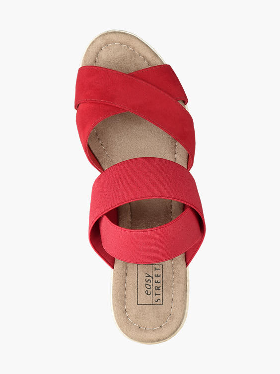 Red Elasticated Wedge Sandals
