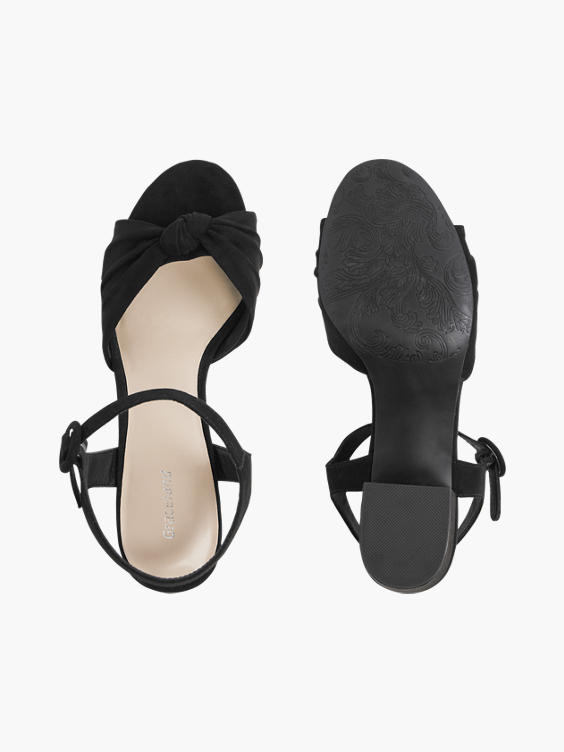 Black Twist Detail Block Heeled Sandal