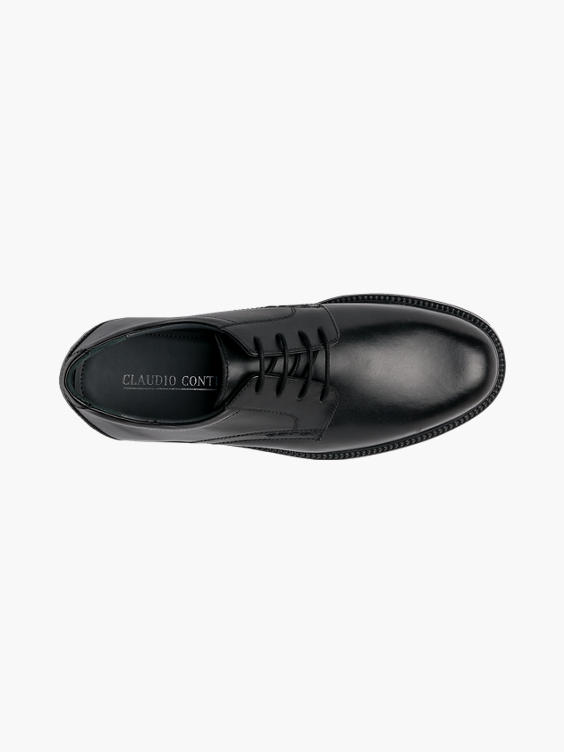 Mens Claudio Conti Black Leather Plain Vamp Lace-up Shoes