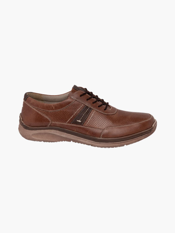 Mens Easy Street Borwn Leather Casual Lace-up Shoes