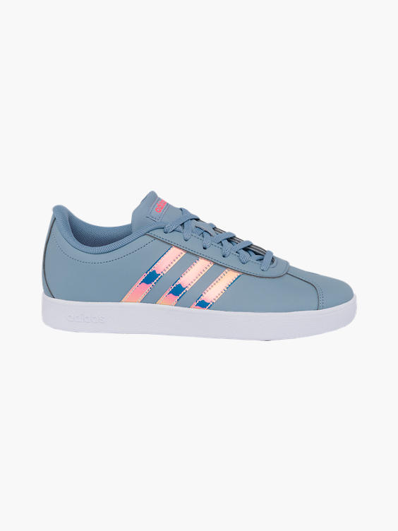 (adidas) Teen Girls Adidas VL Court Blue/ Holographic Lace-up Trainers ...